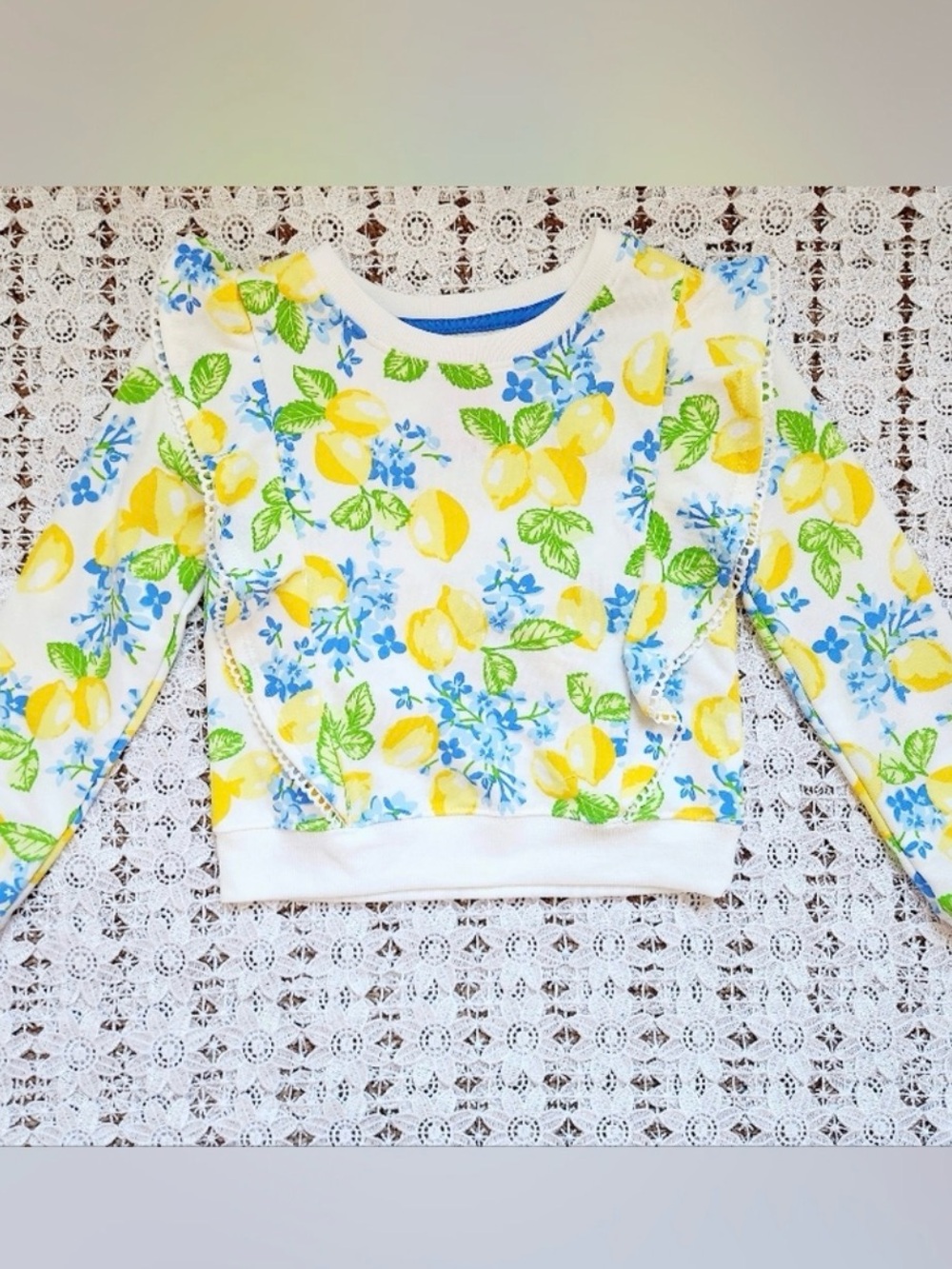 Isaac Mizrahi Girls Lemon Ruffle Sweatshirt 🍋🎀 Size 3T